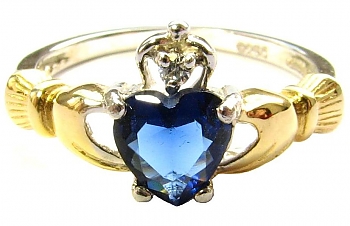 Кладдахское серебряное кольцо с сапфиром с золотым покрытием