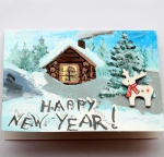 Авторская рисованная открытка "Happy New Year"