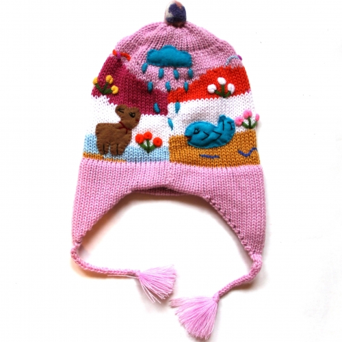 Детская шапка 7 "Pink" из шерсти Альпаки
