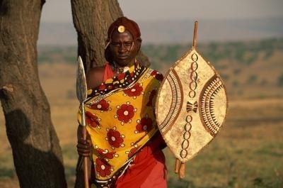 Кенийский батик "Африканцы" 45х67см