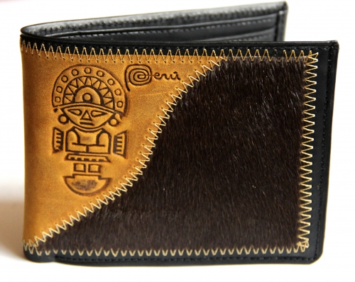 Кожаный кошелек с мехом "Tumi" 11х9см