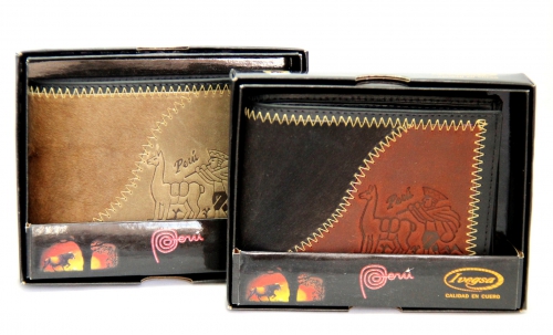 Кожаный кошелек с мехом "Lama" 11х9см